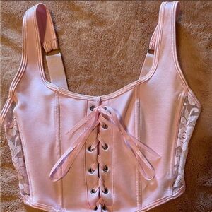 Pink Lace-Up Corset Top